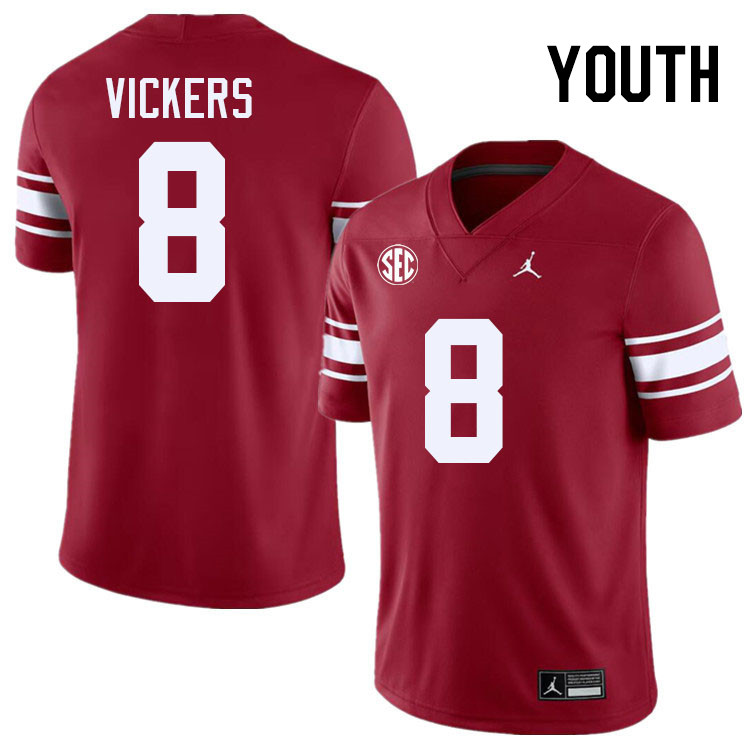 Youth #8 Makari Vickers Oklahoma Sooners 2024 SEC Conference College Football Jerseys-Throwback